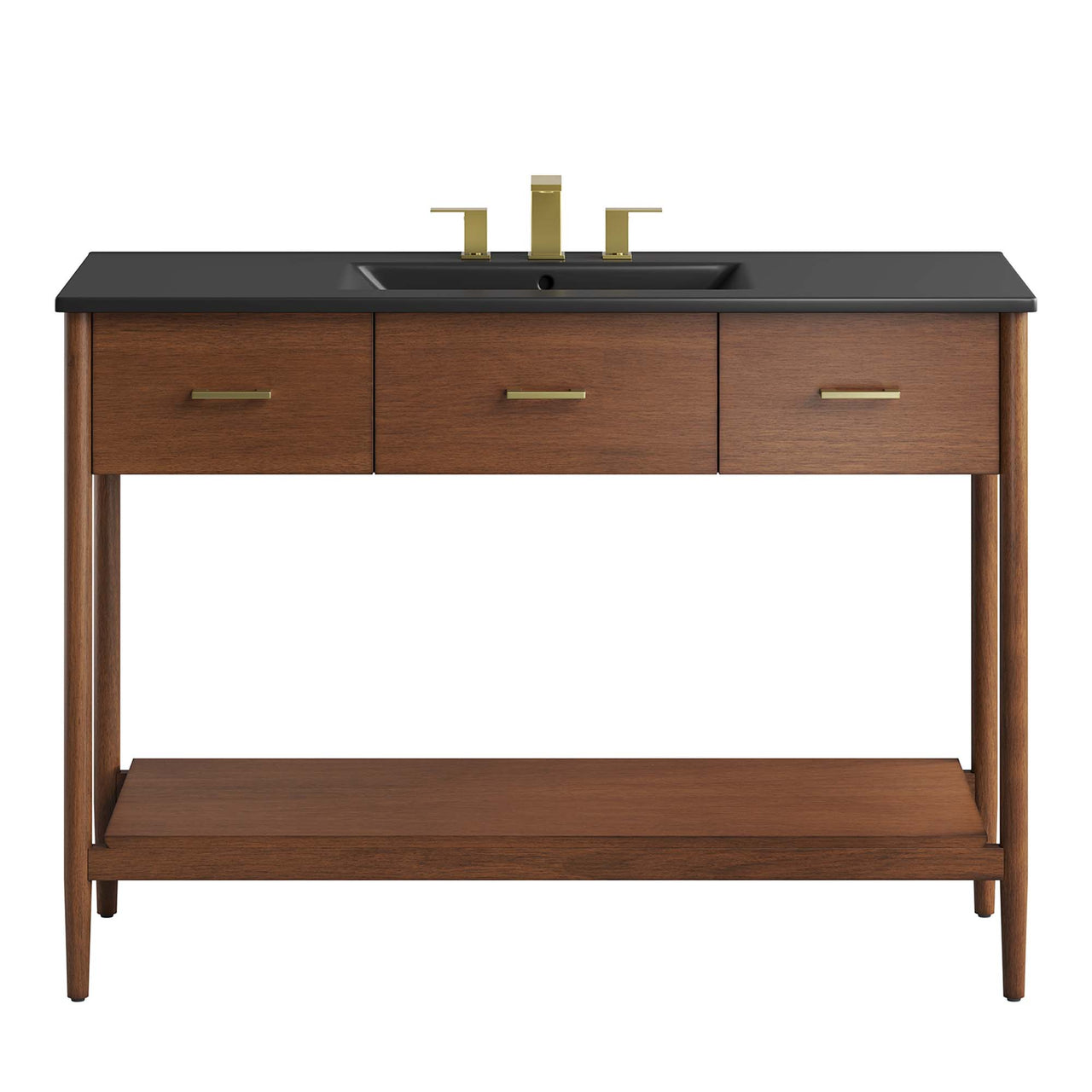 Zephyrine Single Sink Vanity Unit, Extra Large, Walnut & Black