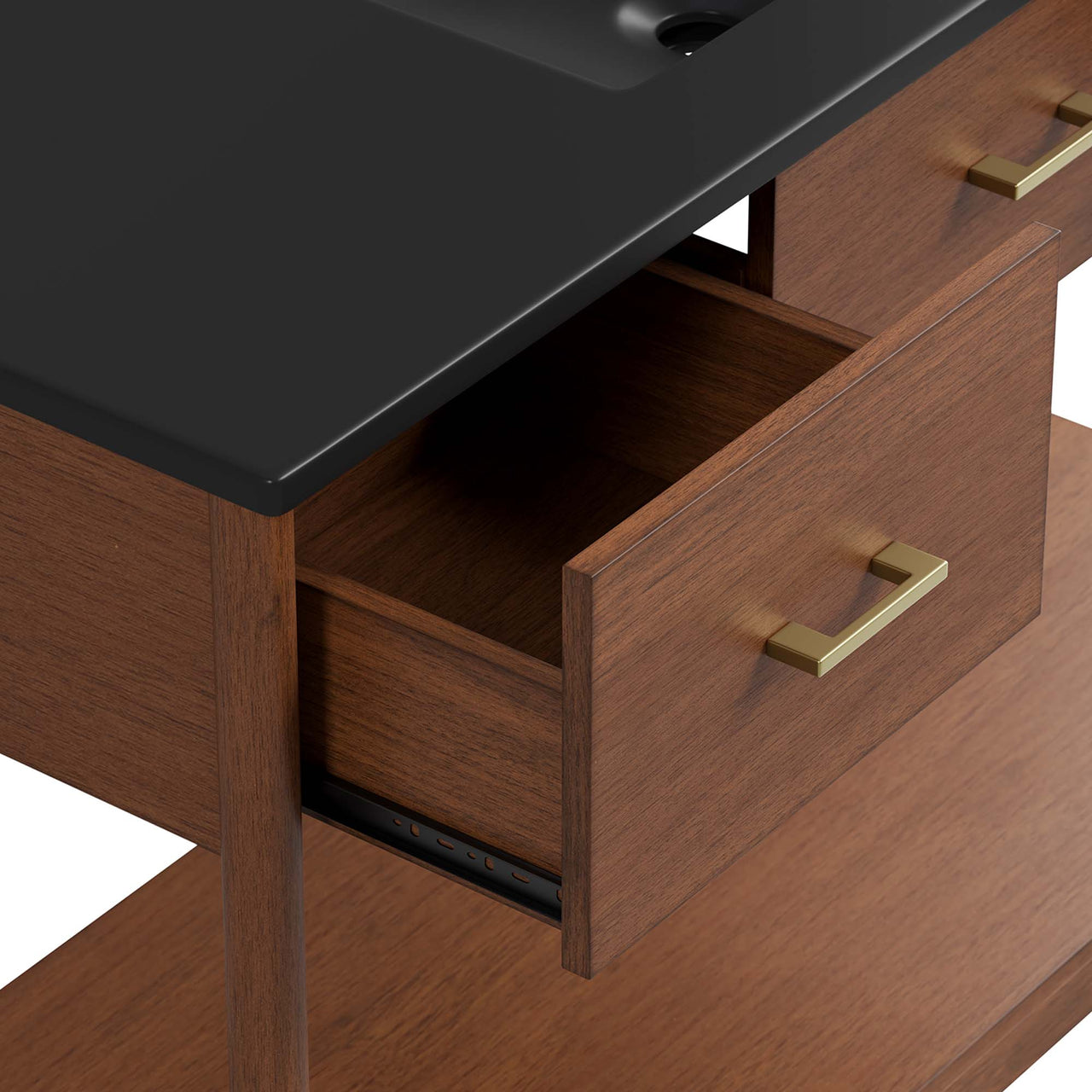 Zephyrine Single Sink Vanity Unit, Extra Large, Walnut & Black