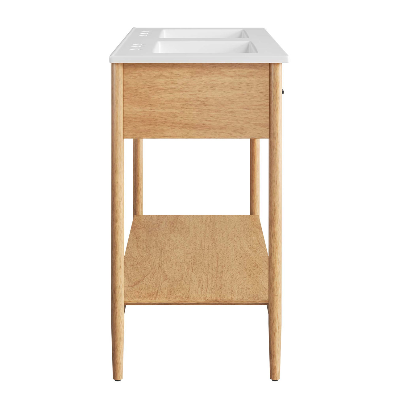 Zephyrine Double Sink Vanity Unit, Extra Large, Natural Wood & White