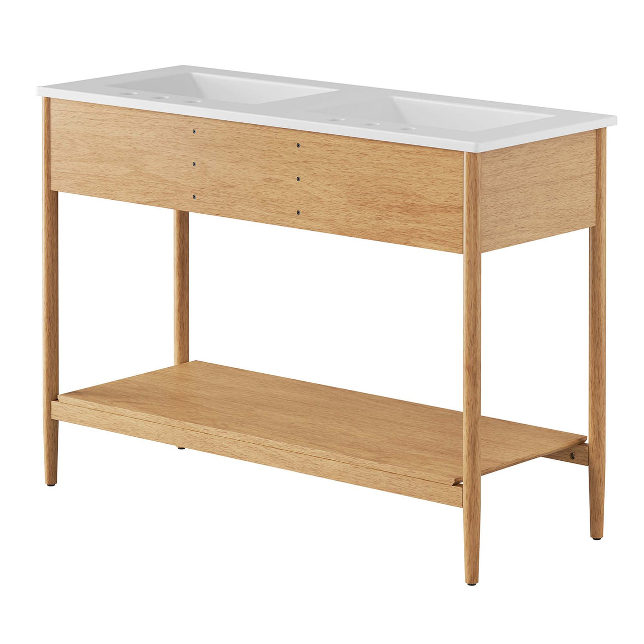 Zephyrine Double Sink Vanity Unit, Extra Large, Natural Wood & White