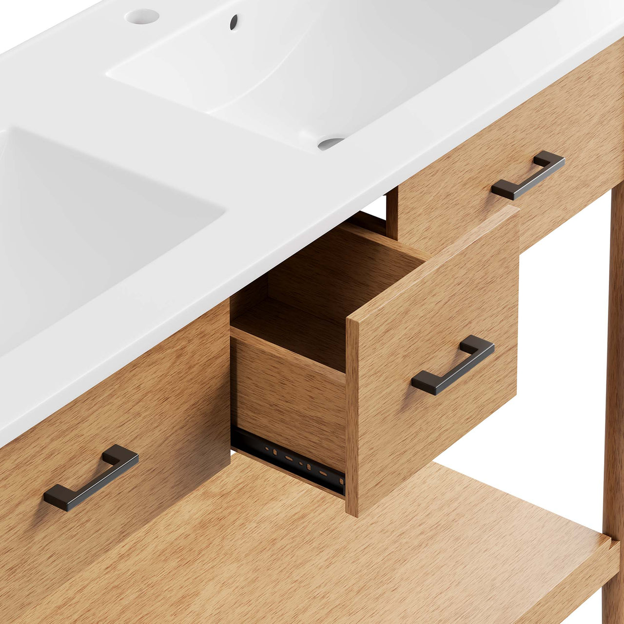 Zephyrine Double Sink Vanity Unit, Extra Large, Natural Wood & White