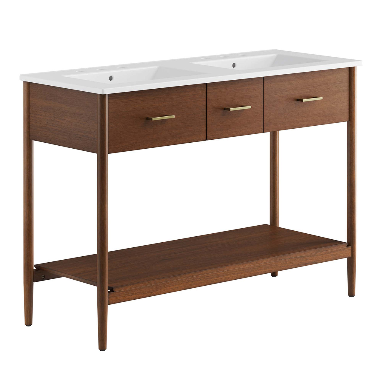 Zephyrine Double Sink Vanity Unit, Extra Large, Walnut & White