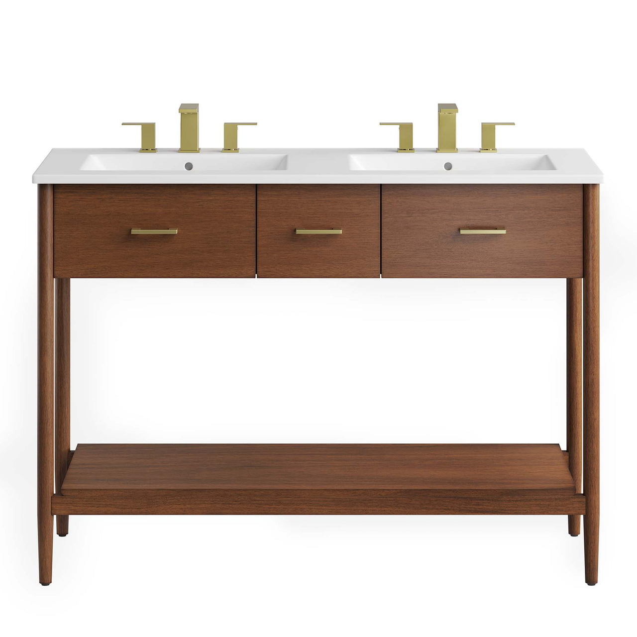 Zephyrine Double Sink Vanity Unit, Extra Large, Walnut & White