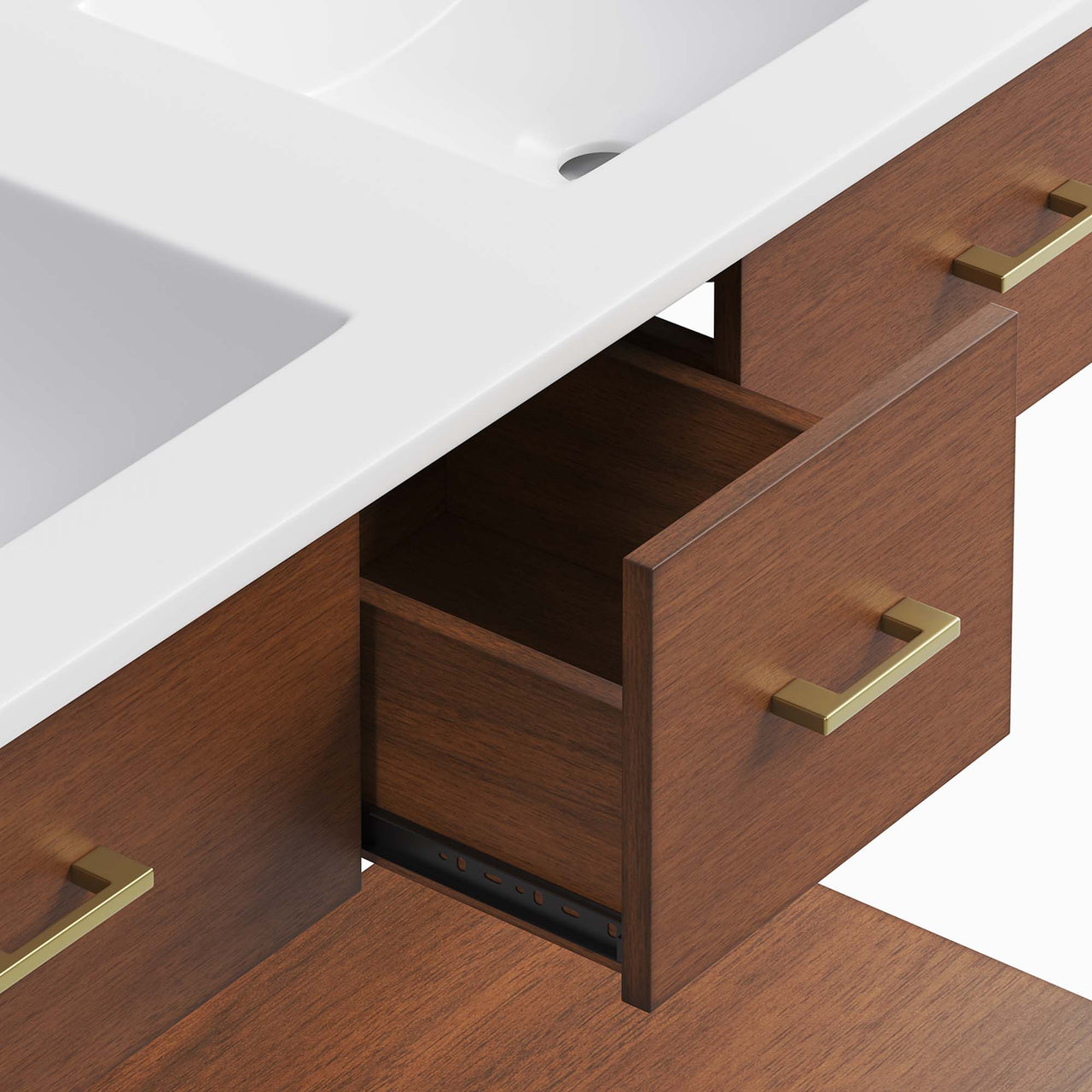 Zephyrine Double Sink Vanity Unit, Extra Large, Walnut & White