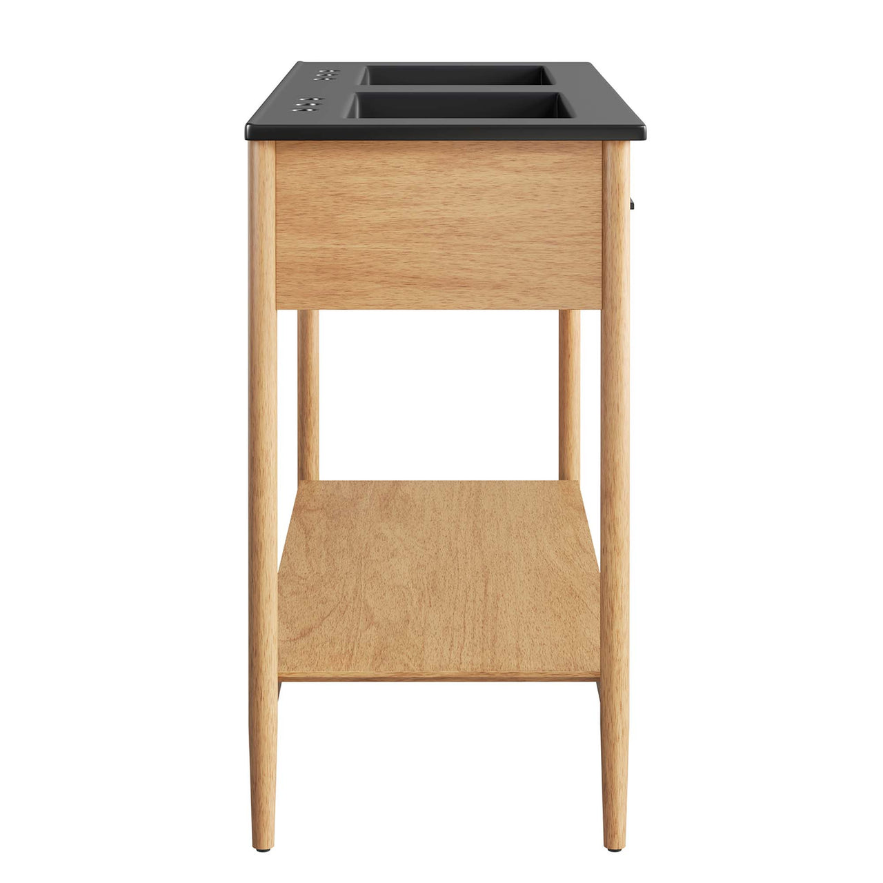 Zephyrine Double Sink Vanity Unit, Extra Large, Natural Wood & Black