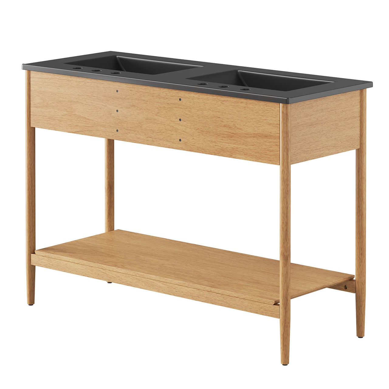 Zephyrine Double Sink Vanity Unit, Extra Large, Natural Wood & Black