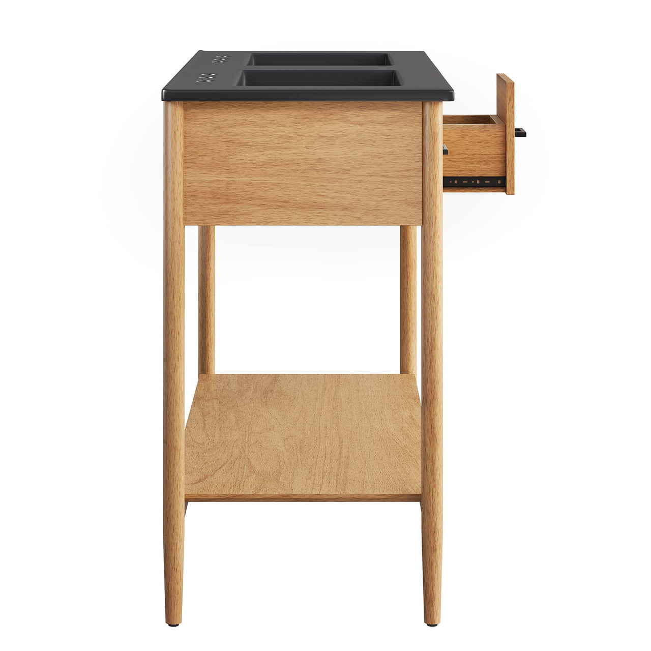 Zephyrine Double Sink Vanity Unit, Extra Large, Natural Wood & Black