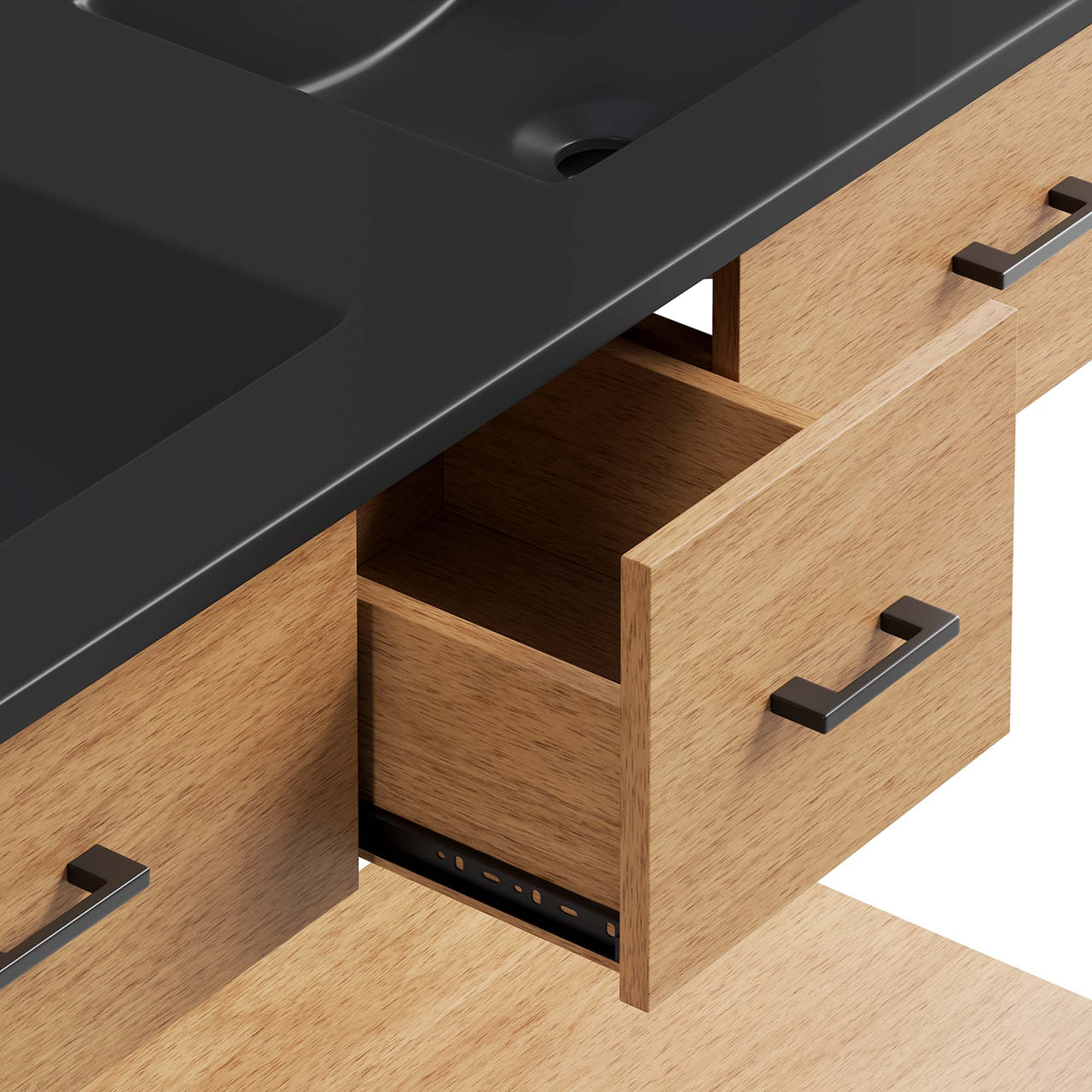 Zephyrine Double Sink Vanity Unit, Extra Large, Natural Wood & Black