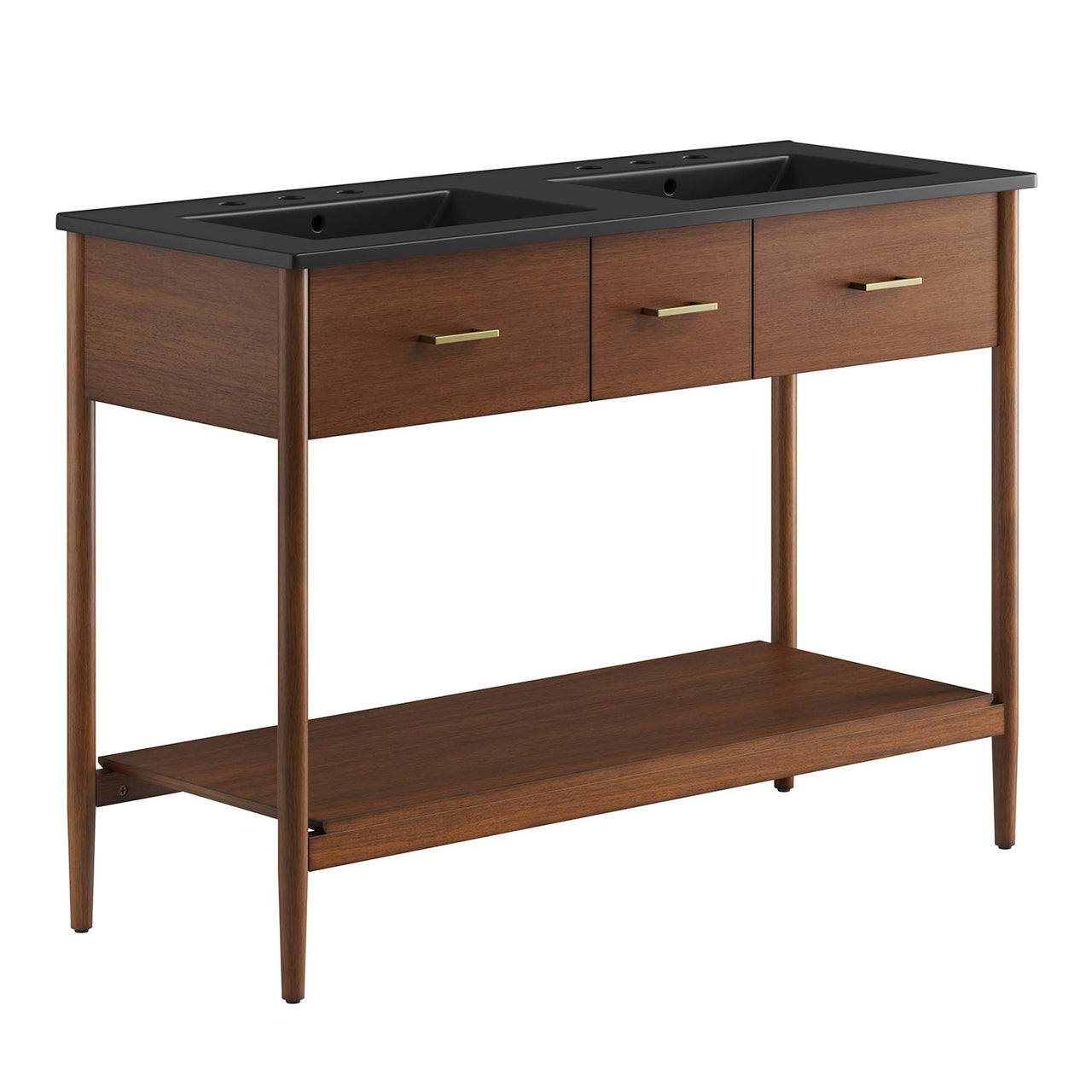 Zephyrine Double Sink Vanity Unit, Extra Large, Walnut & Black