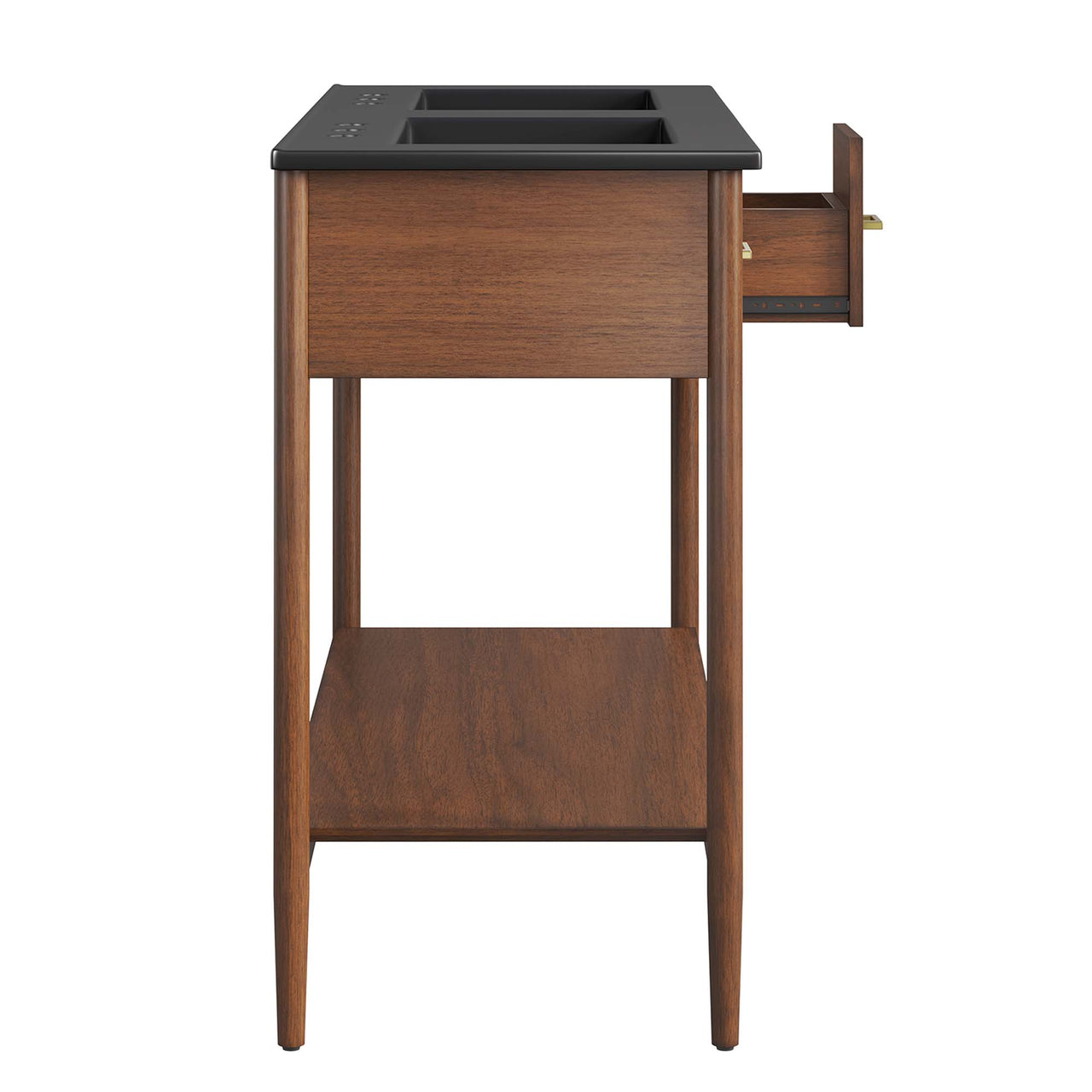 Zephyrine Double Sink Vanity Unit, Extra Large, Walnut & Black