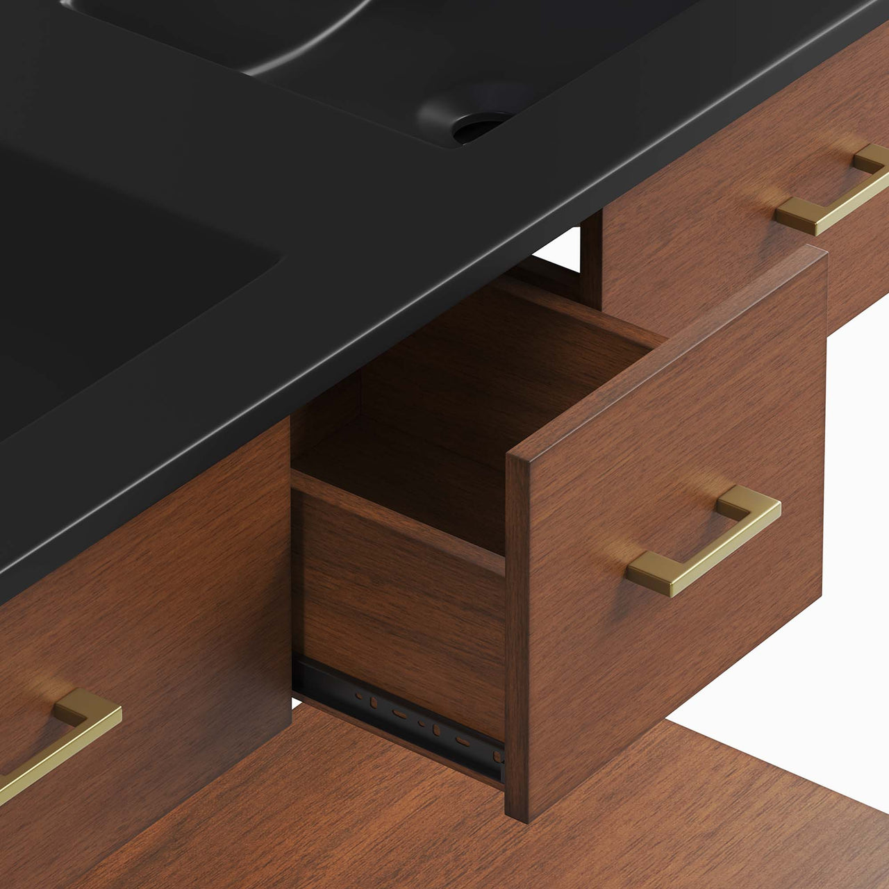 Zephyrine Double Sink Vanity Unit, Extra Large, Walnut & Black