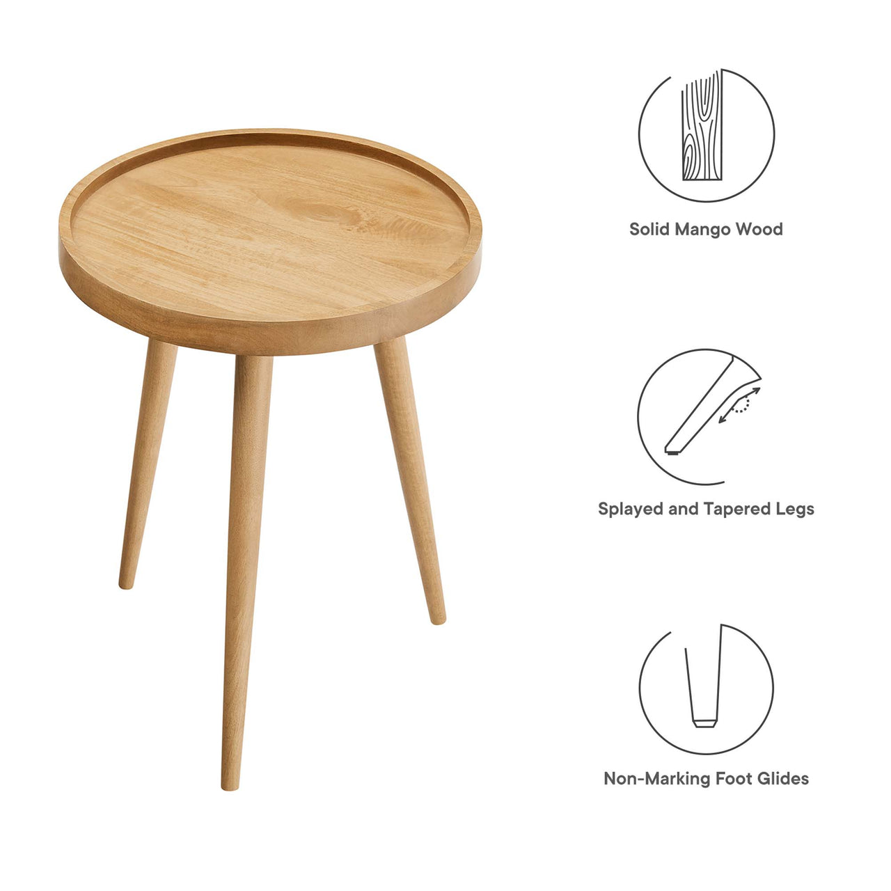 Chirio Side Table, Natural Wood
