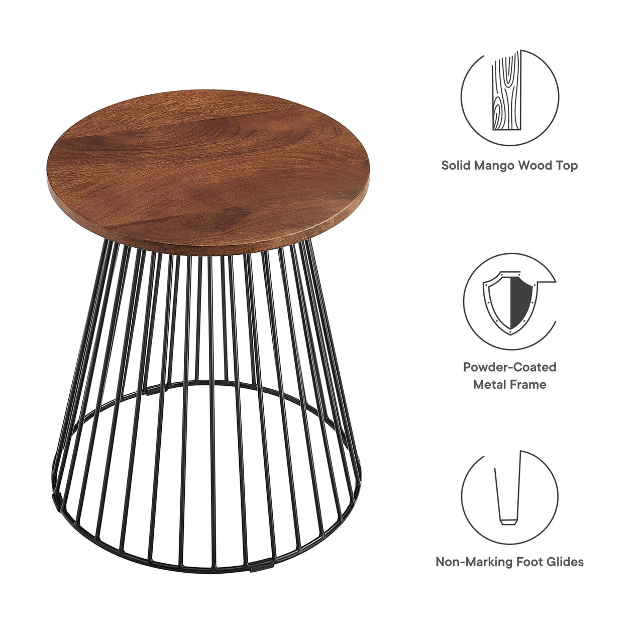 Marisyn Round Side Table, Walnut
