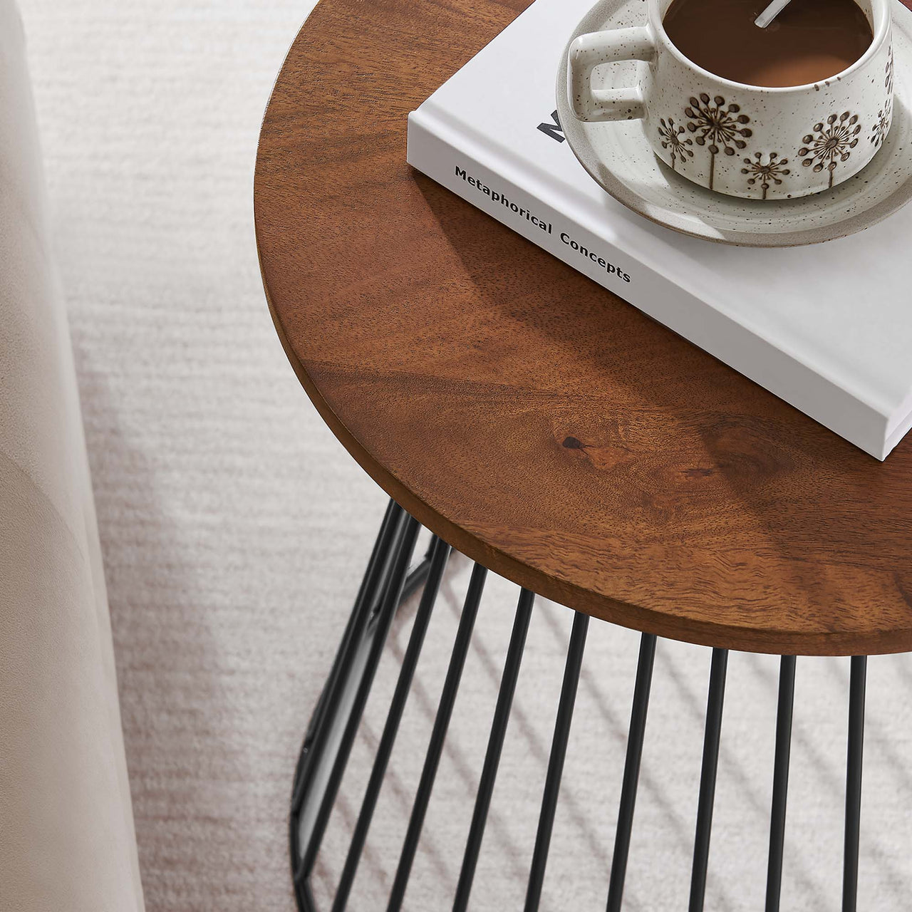 Marisyn Round Side Table, Walnut