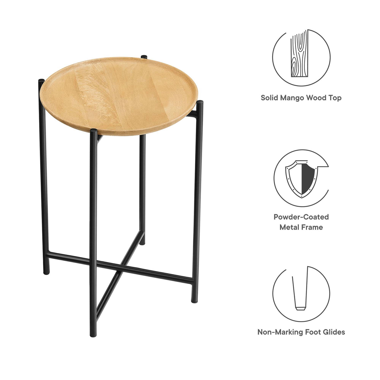 Melora Round Side Table, Oak