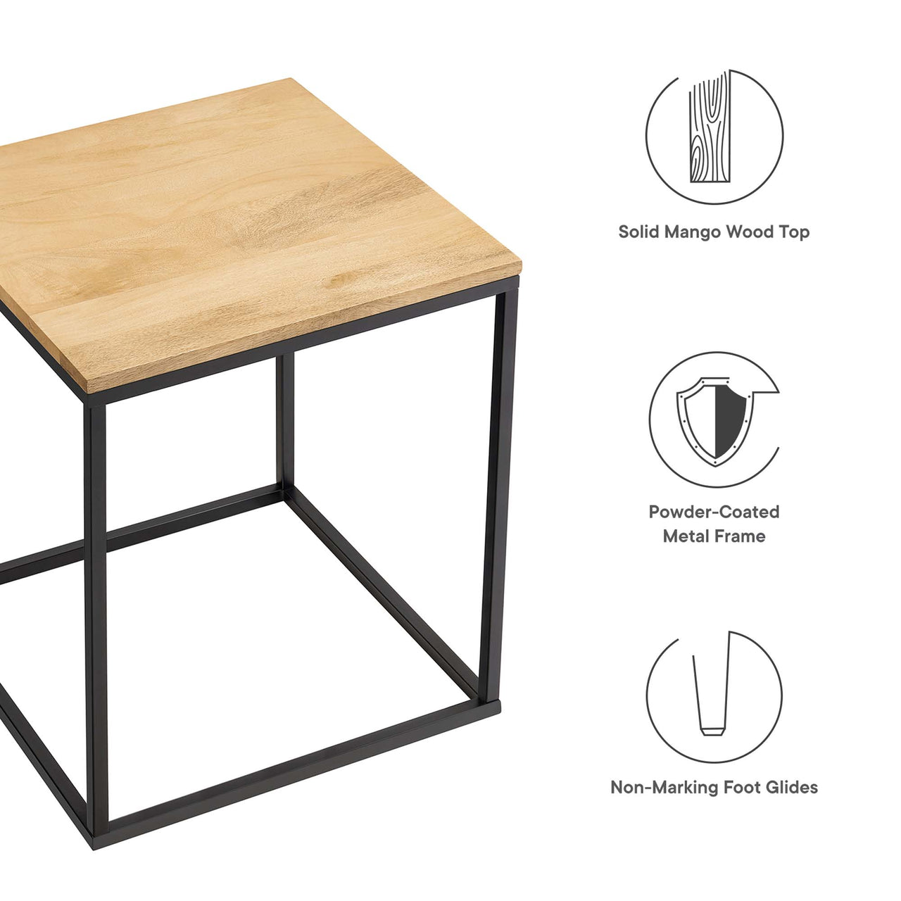 Myrris Square Side Table, Oak