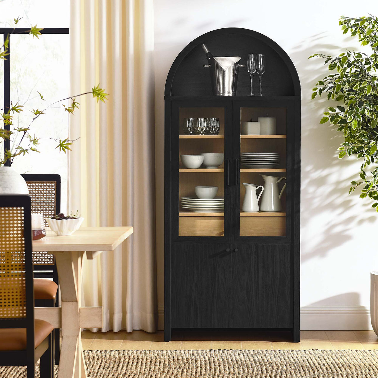 Eloweth Display Cabinet, Black & Oak