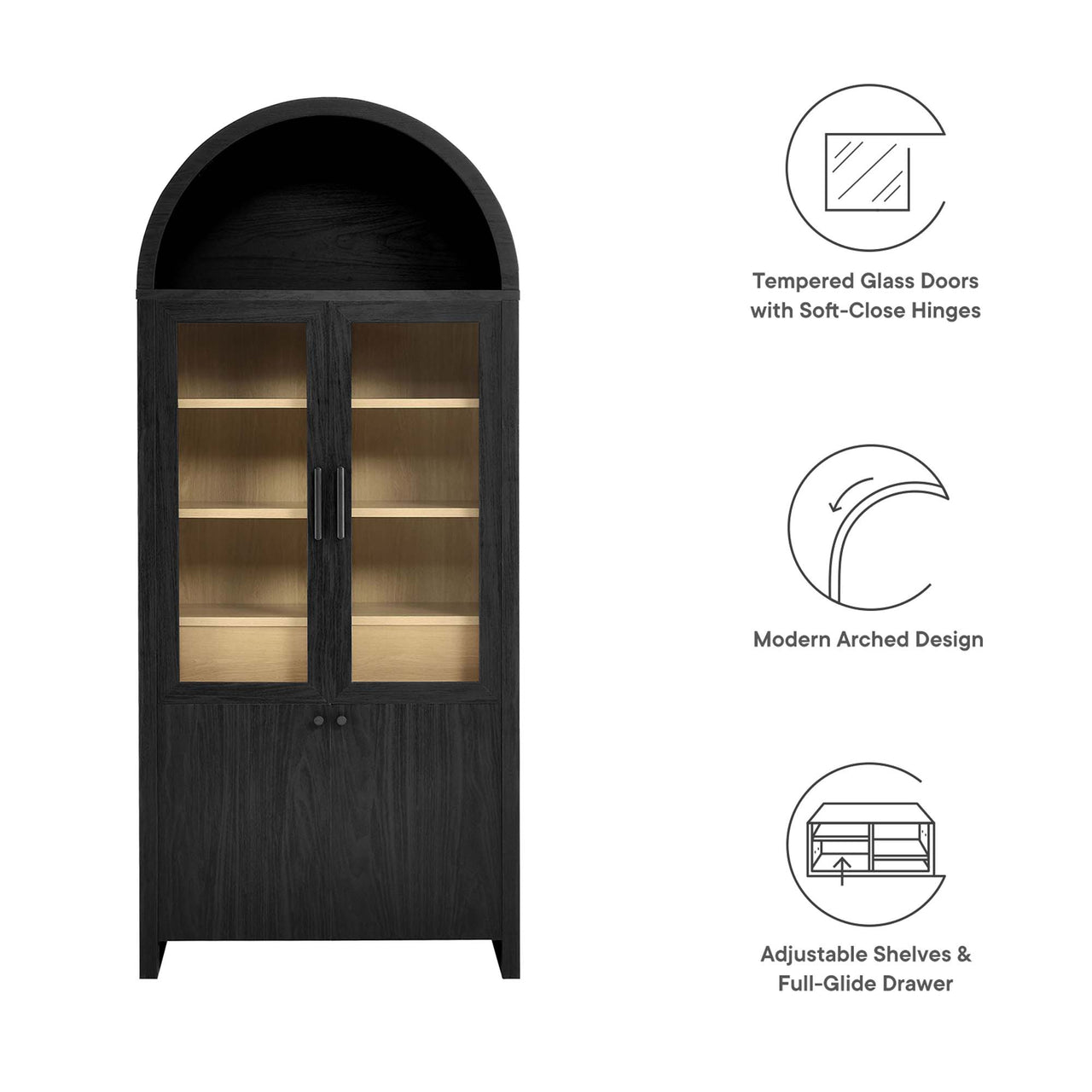 Eloweth Display Cabinet, Black & Oak