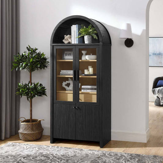 Eloweth Display Cabinet, Black & Oak