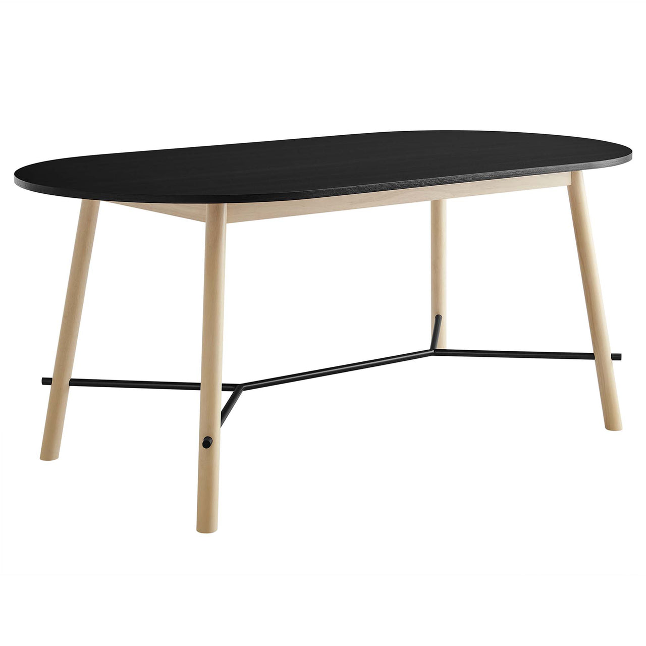 Ondrel Oval Dining Table, Black & Oak