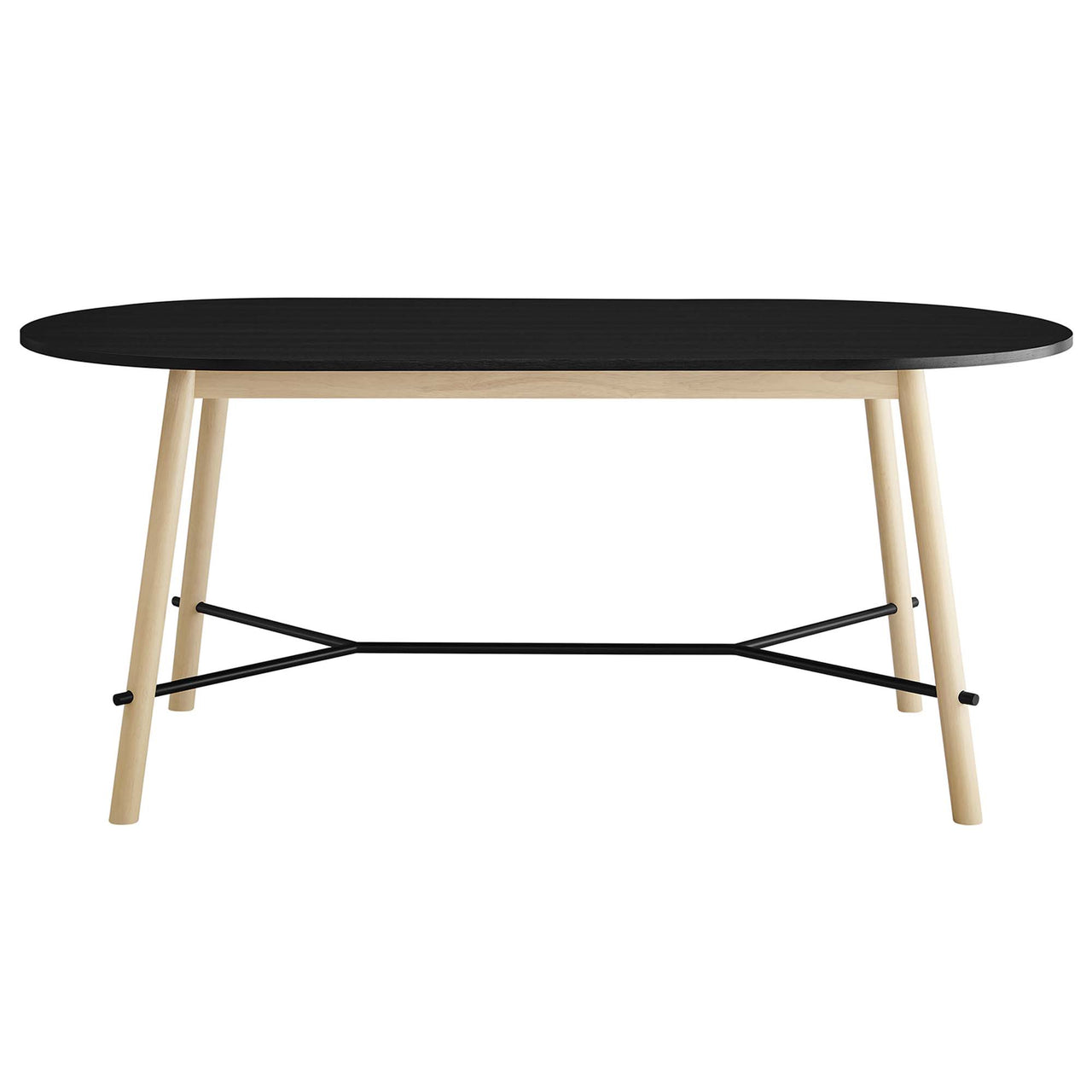 Ondrel Oval Dining Table, Black & Oak