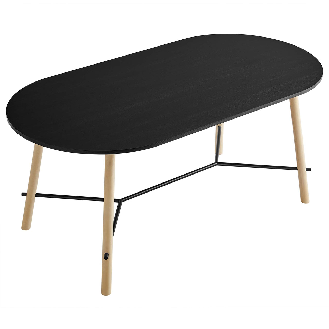 Ondrel Oval Dining Table, Black & Oak