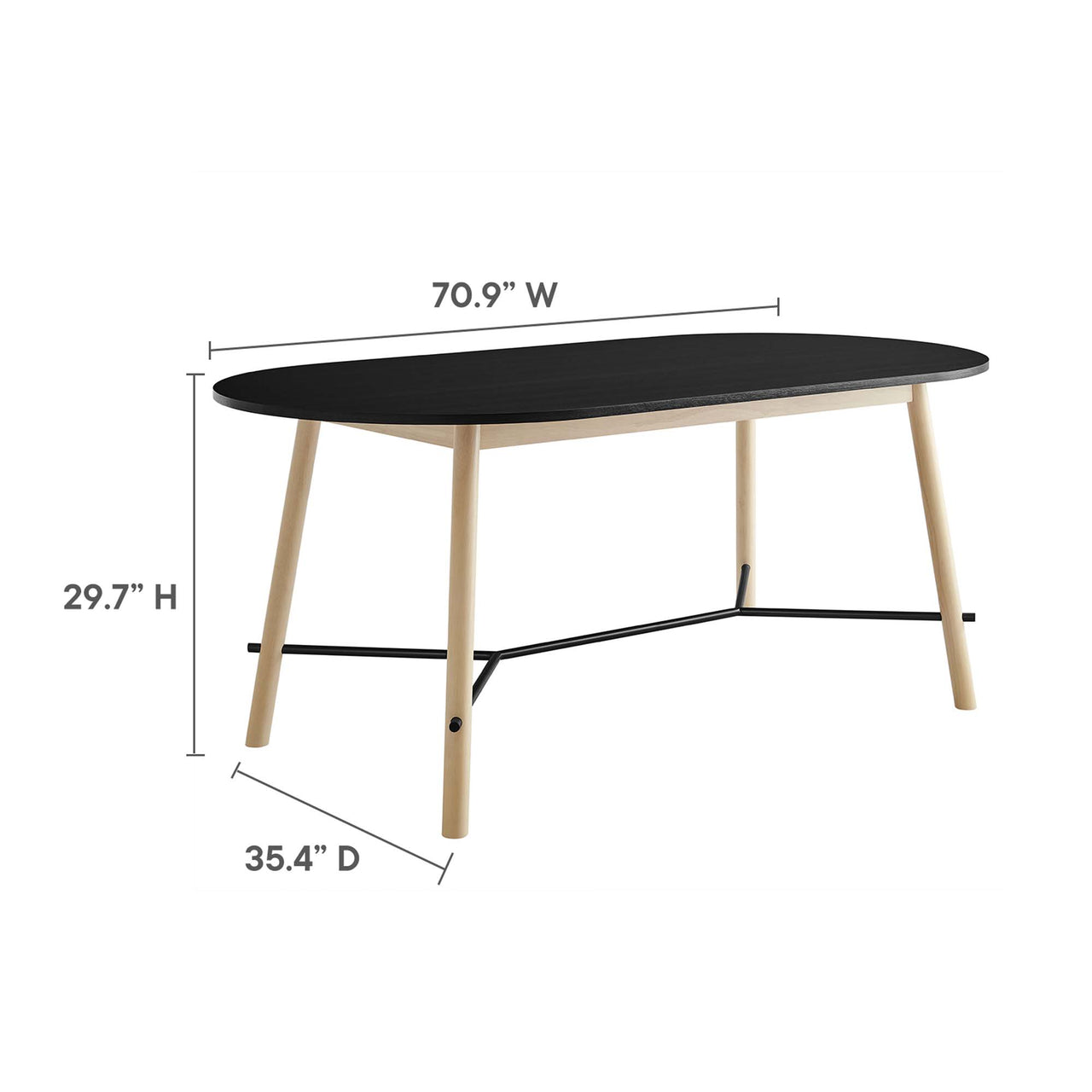 Ondrel Oval Dining Table, Black & Oak