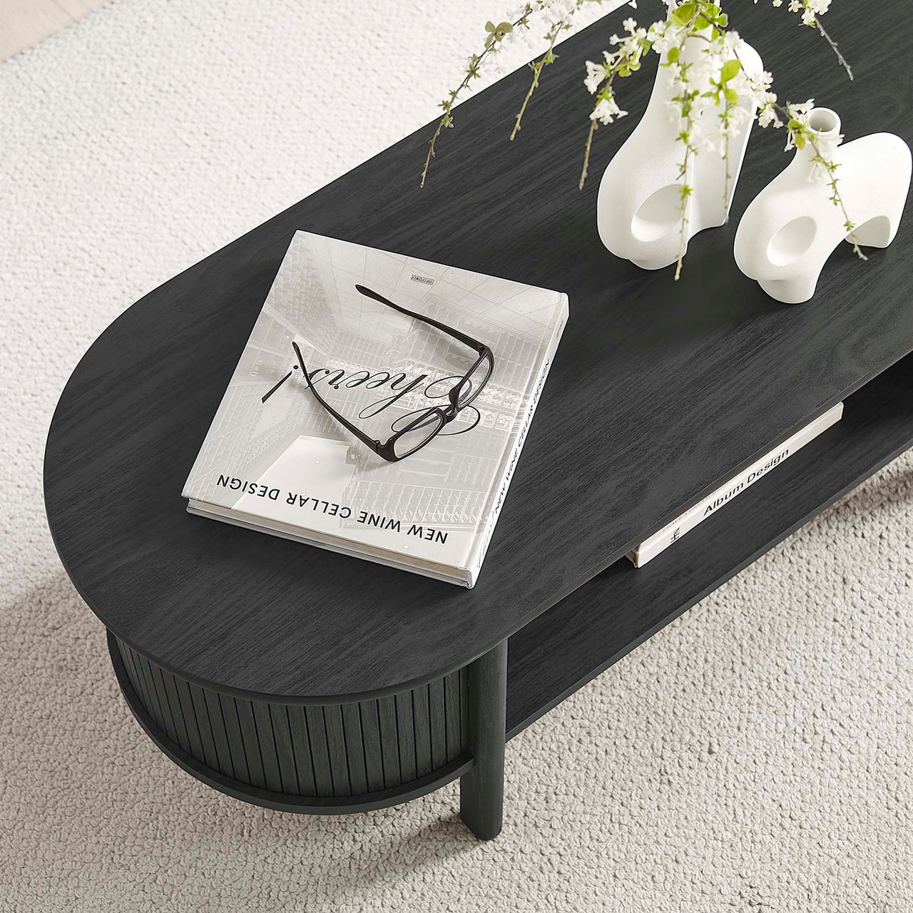 Callan Fluted Coffee Table, Black