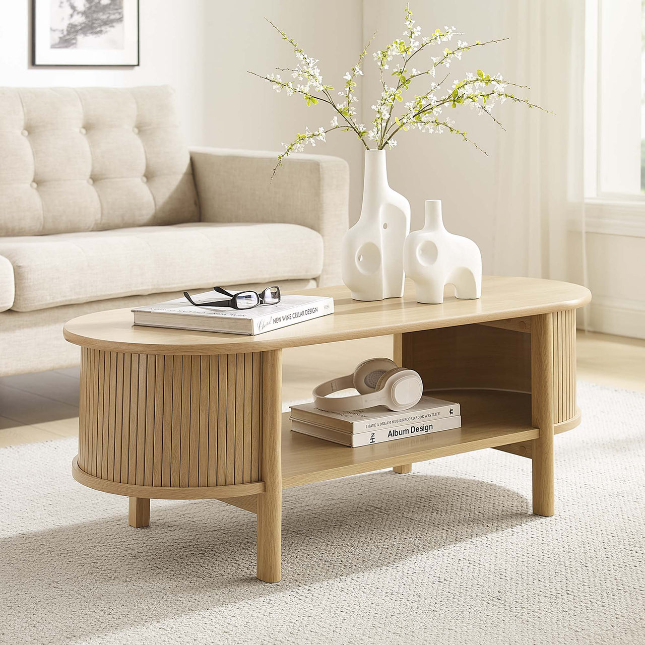 Callan Fluted Coffee Table, Oak