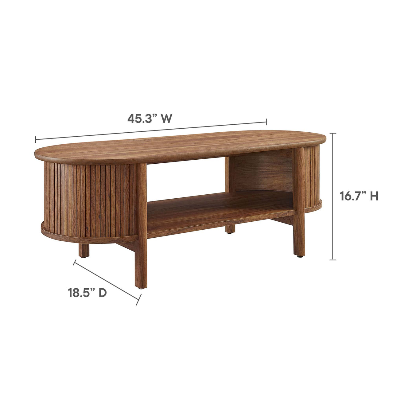 Callan Fluted Coffee Table, Walnut