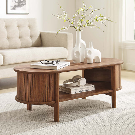 Callan Fluted Coffee Table, Walnut