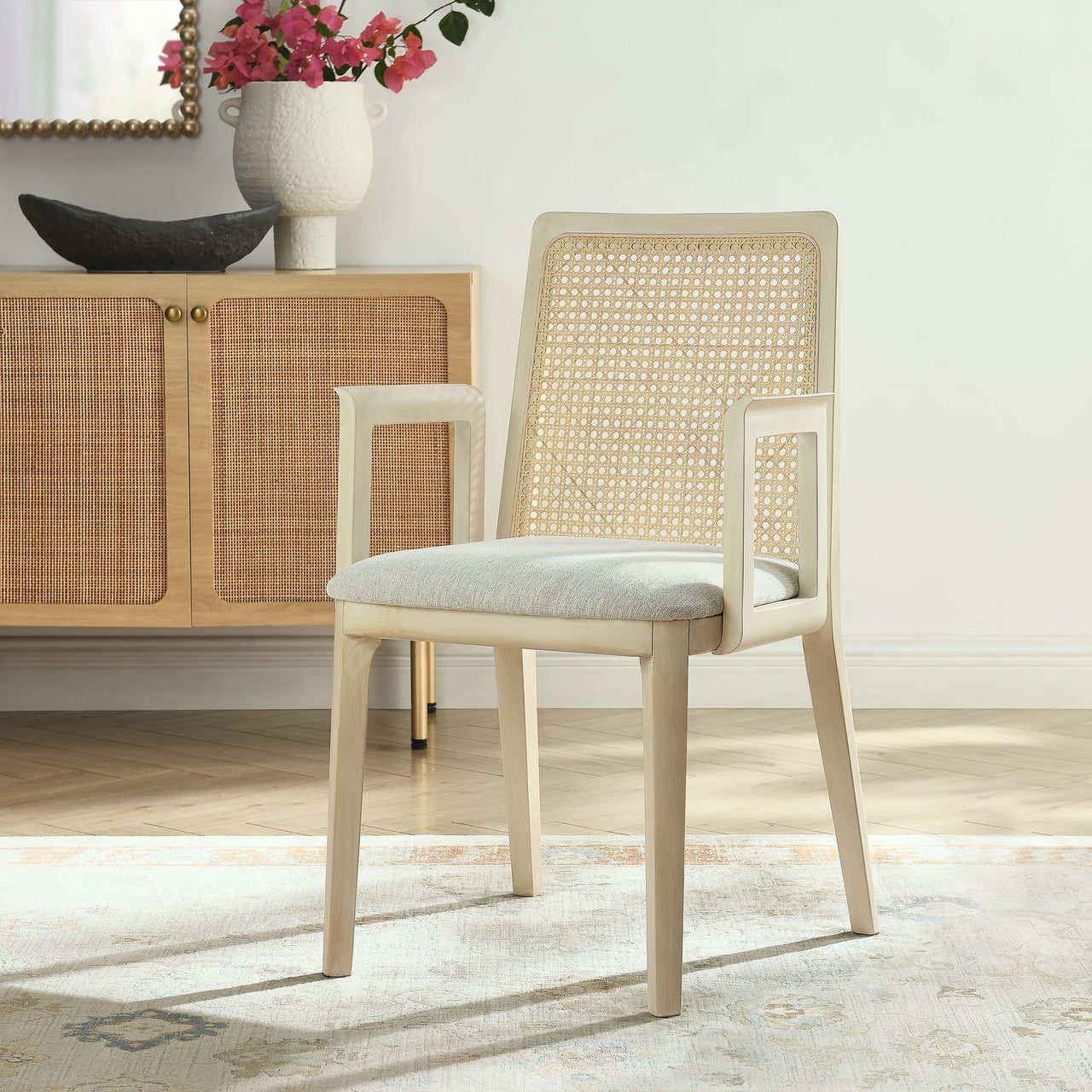 Hive Dining Armchair, Beige & Ivory