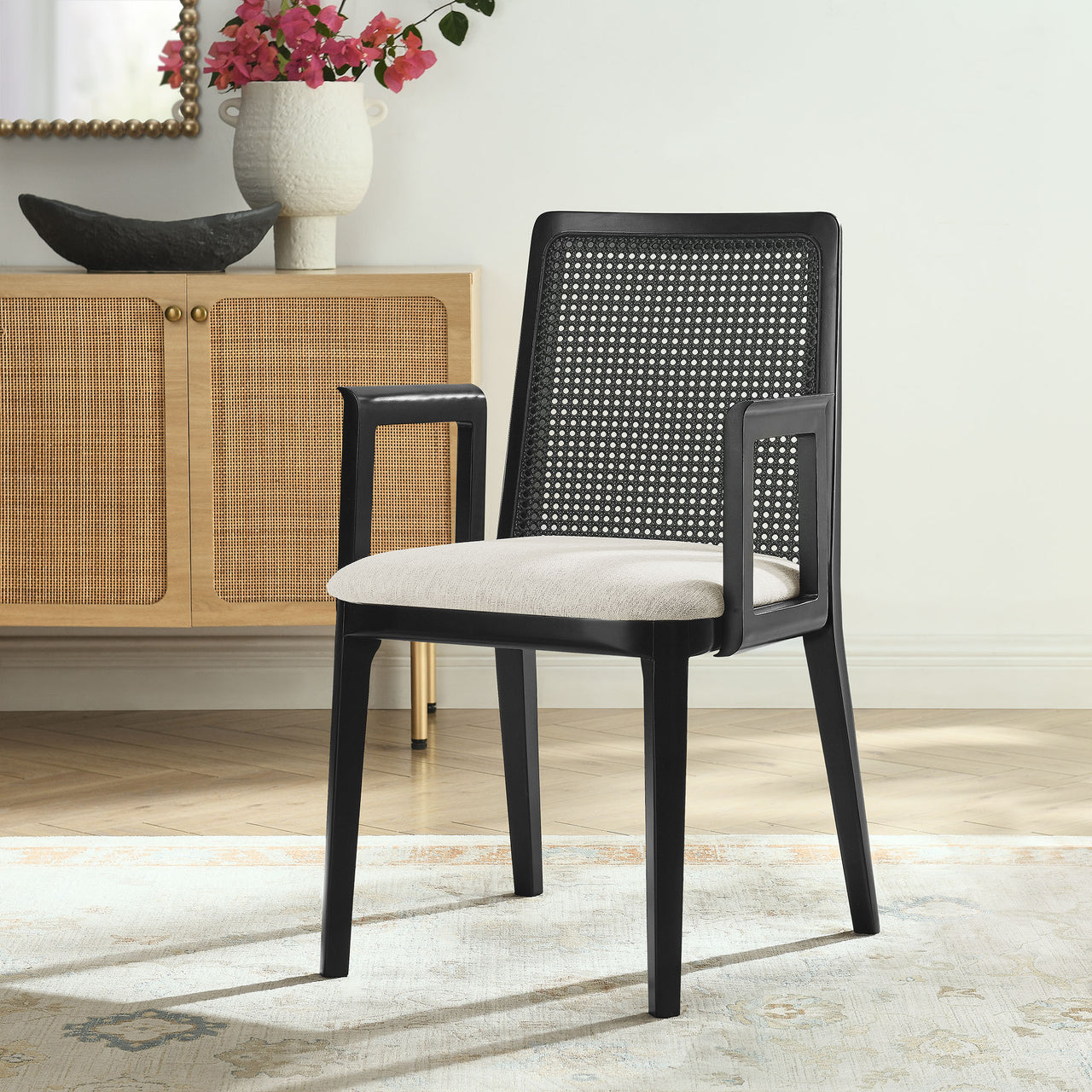 Hive Dining Armchair, Black & Ivory