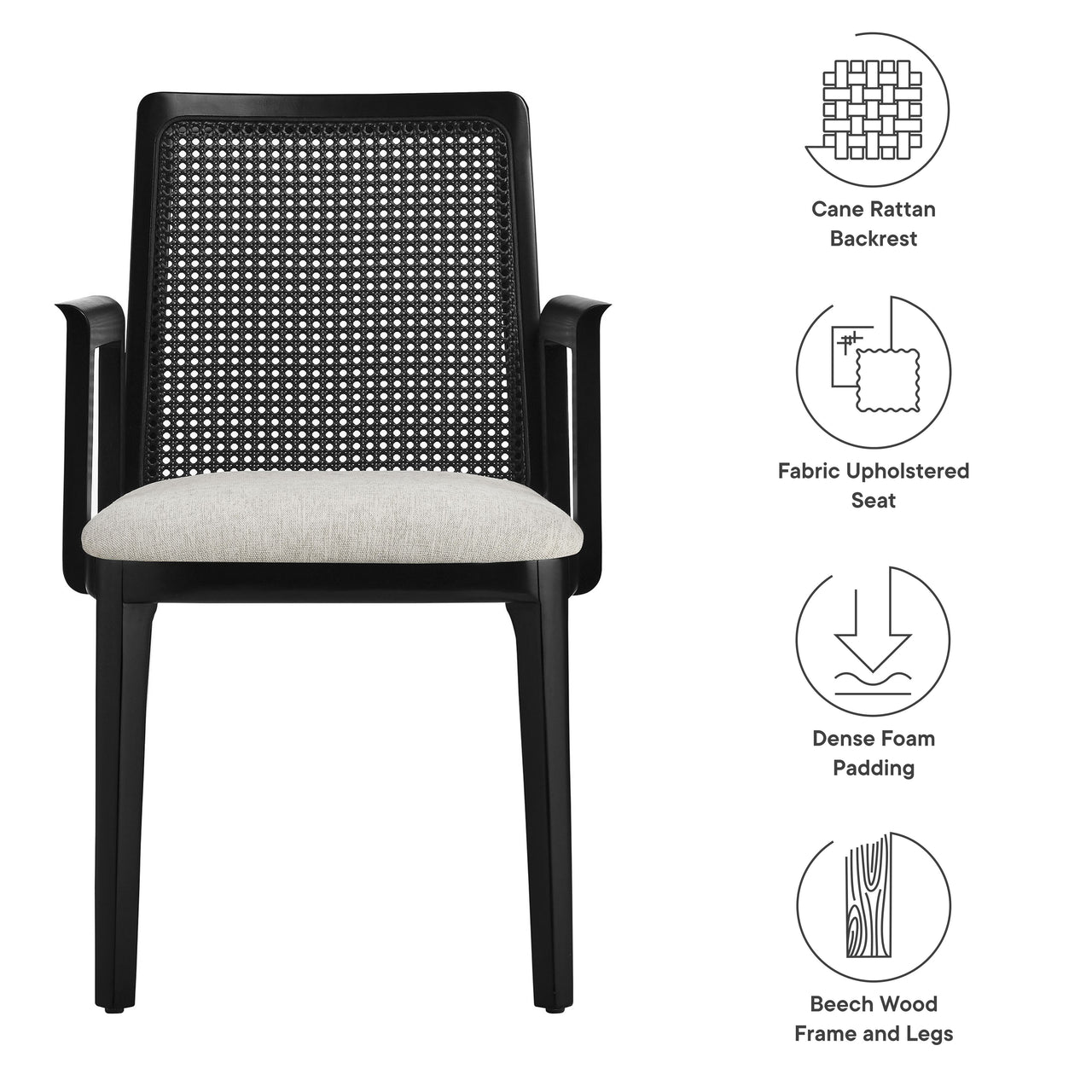 Hive Dining Armchair, Black & Ivory