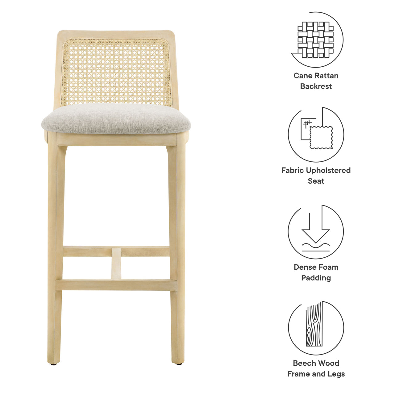 Hive Bar Stool, Beige & Ivory