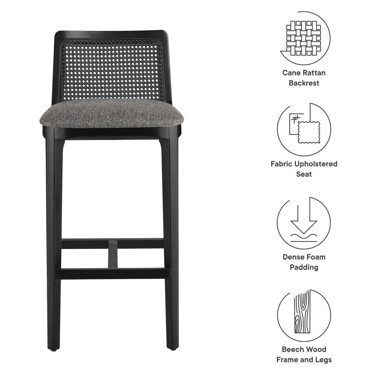 Hive Bar Stool, Black & Gray