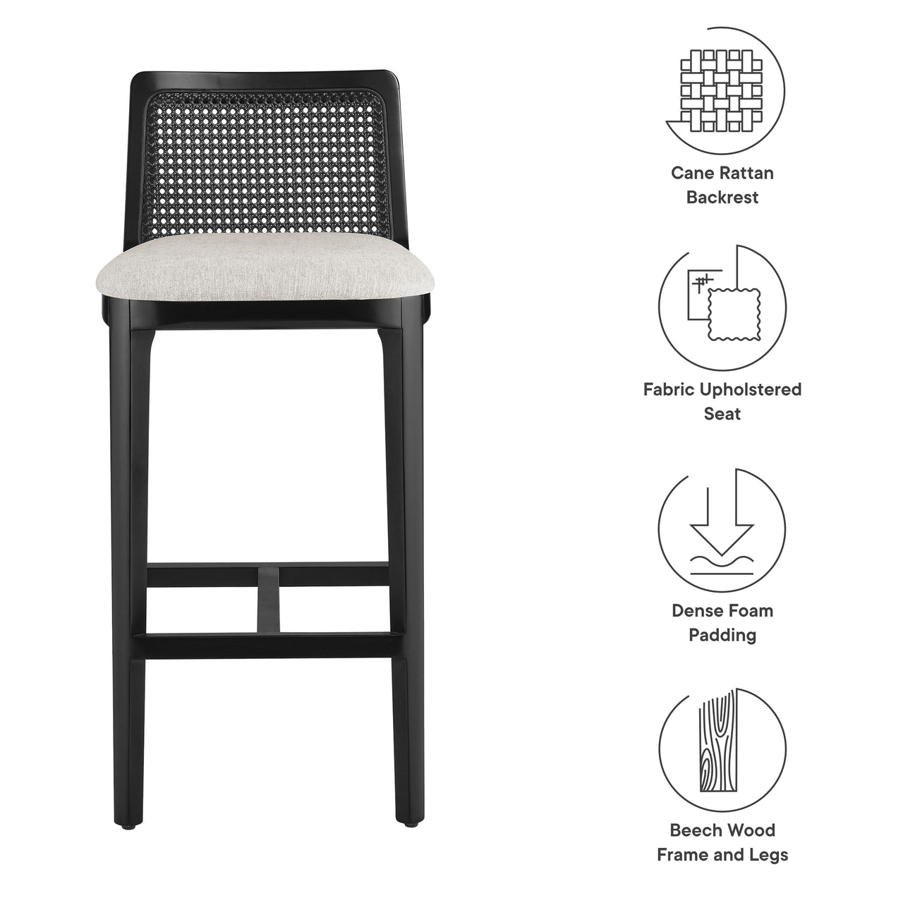 Hive Bar Stool, Black & Ivory
