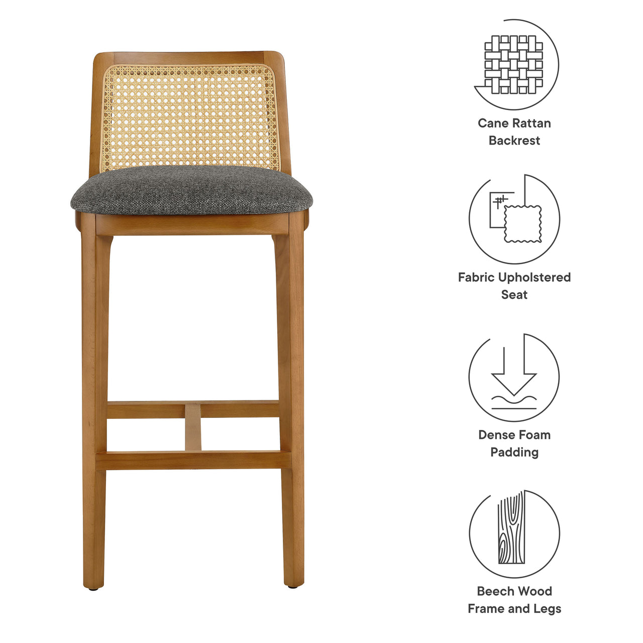 Hive Bar Stool, Honey & Gray