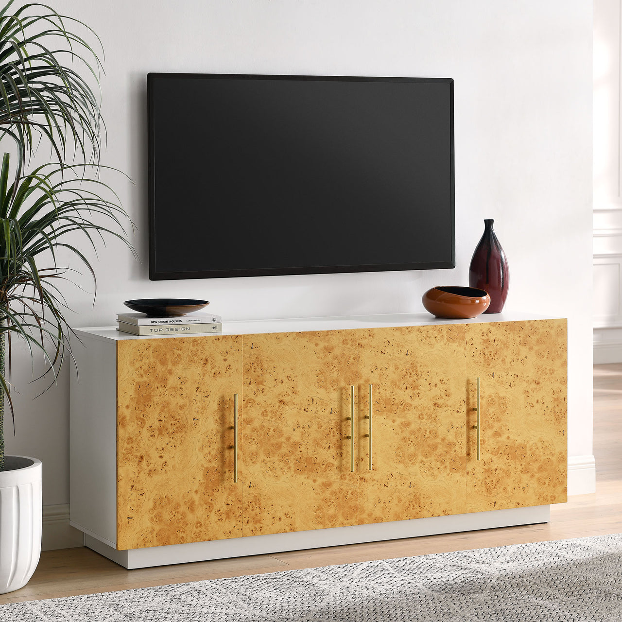 Burr Sideboard, Large, White & Caramel