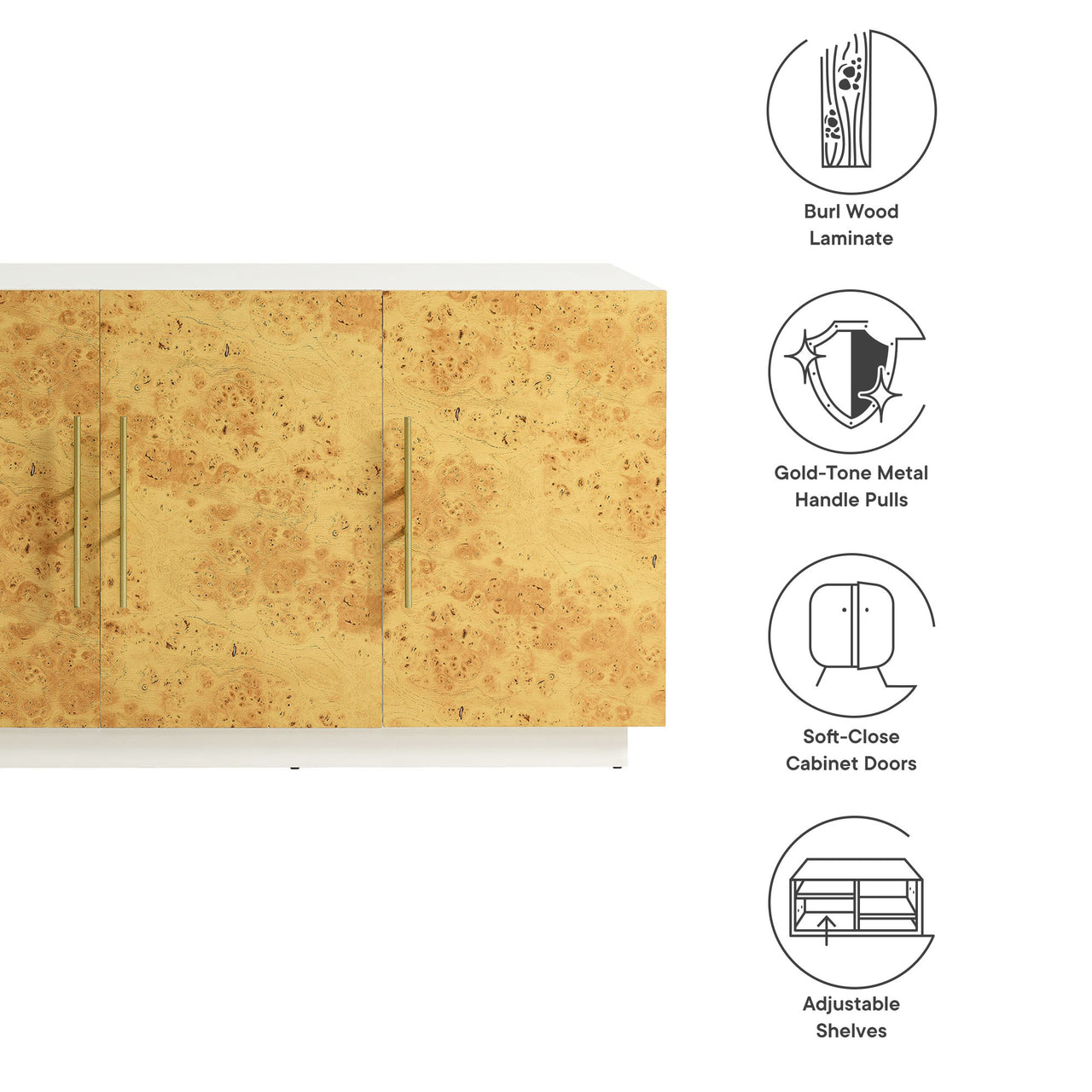 Burr Sideboard, Large, White & Caramel