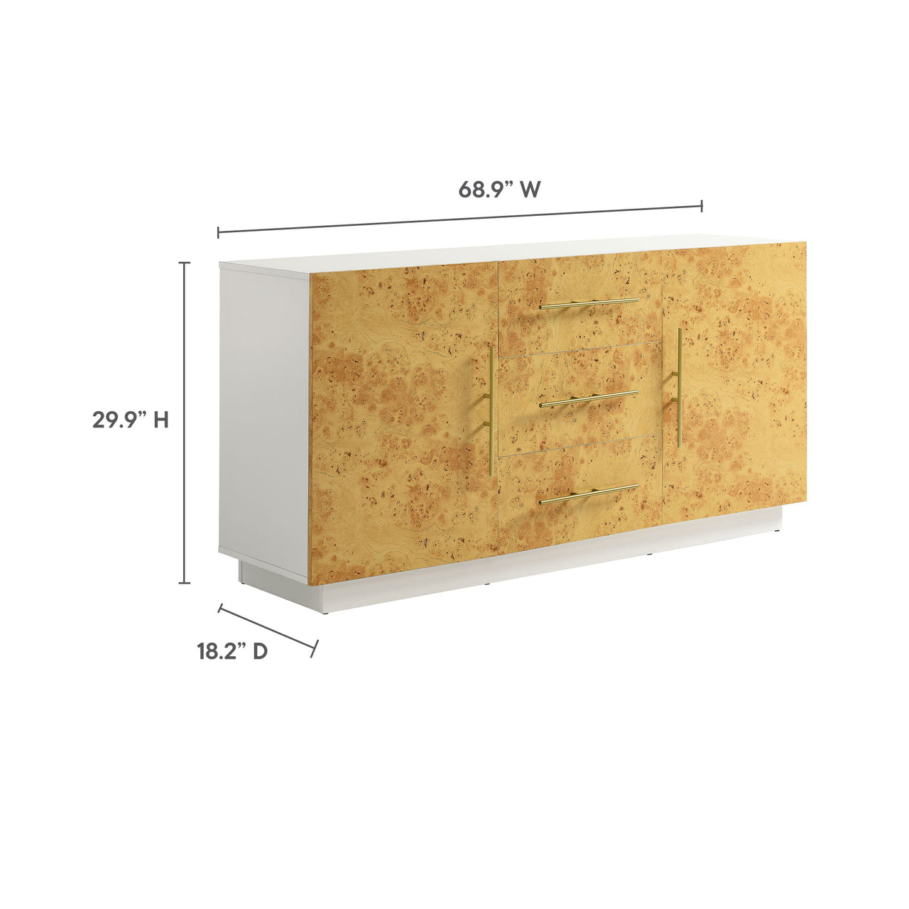 Burr Sideboard, Small, White & Caramel