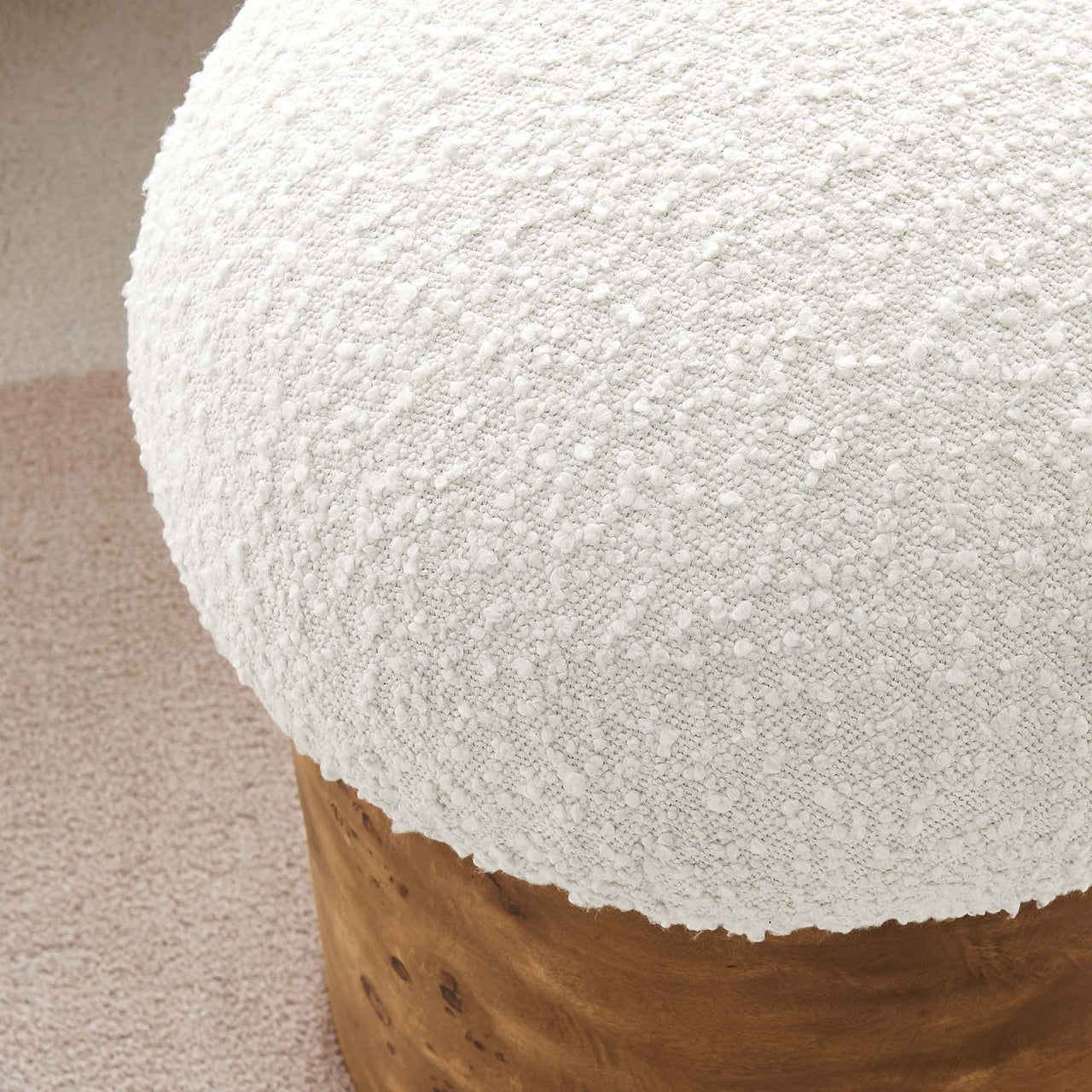 Osvera Boucle Ottoman, Ivory & Brown