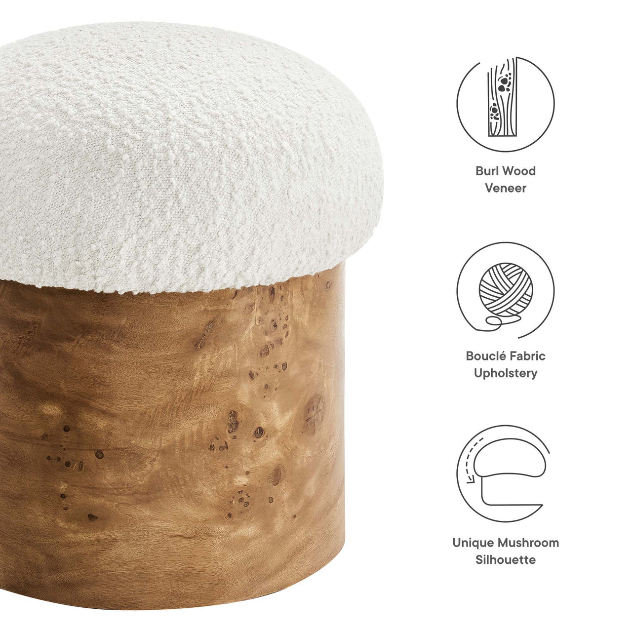 Osvera Boucle Ottoman, Ivory & Brown