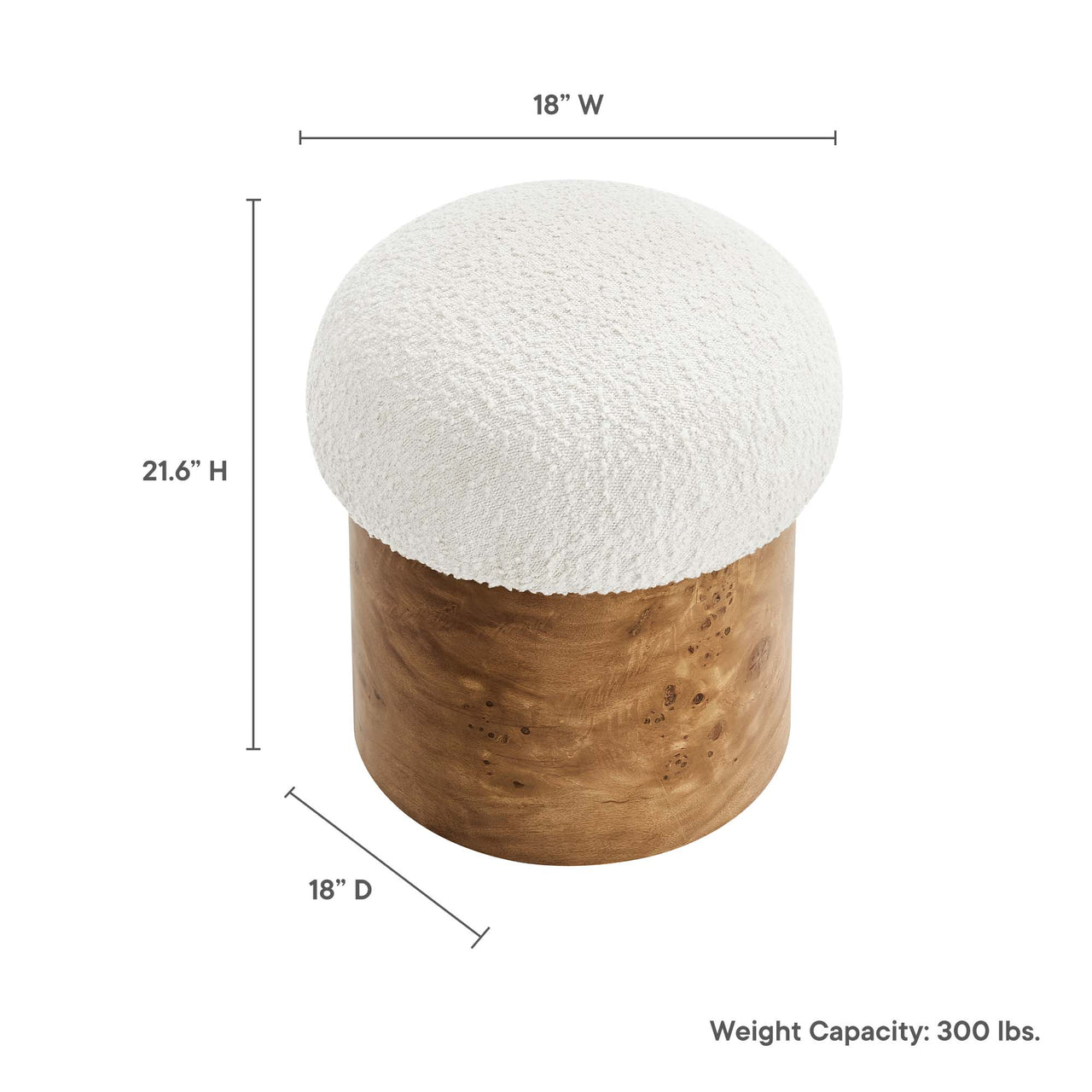Osvera Boucle Ottoman, Ivory & Brown