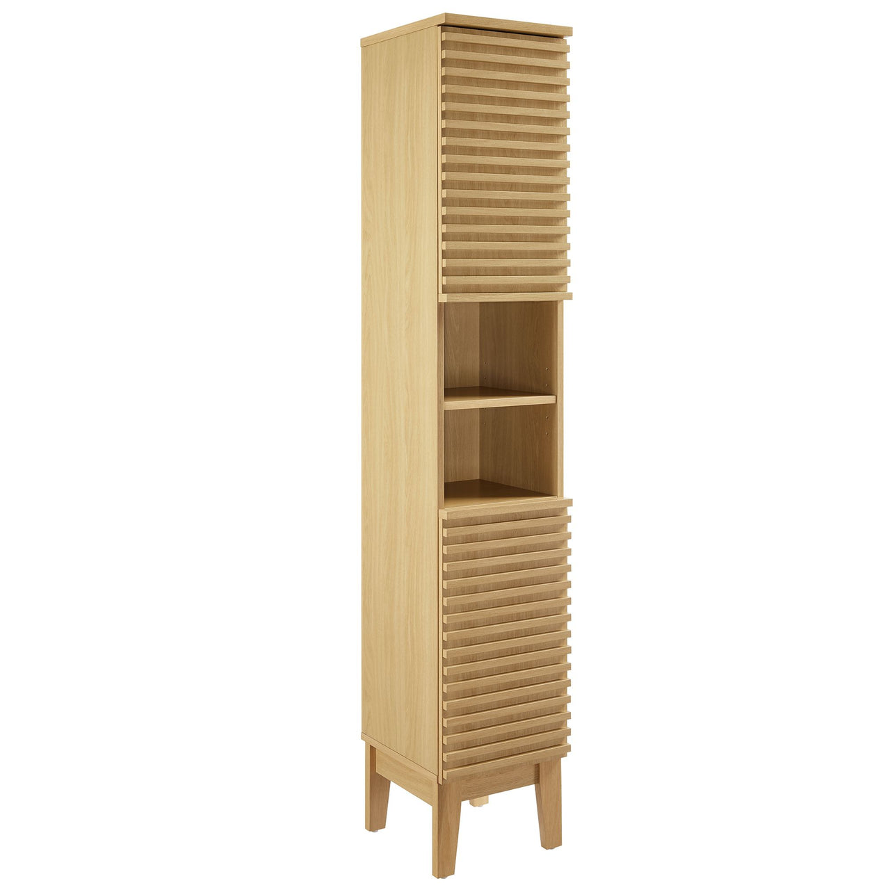 Ventra Tall Plinth Bathroom Cabinet, Oak