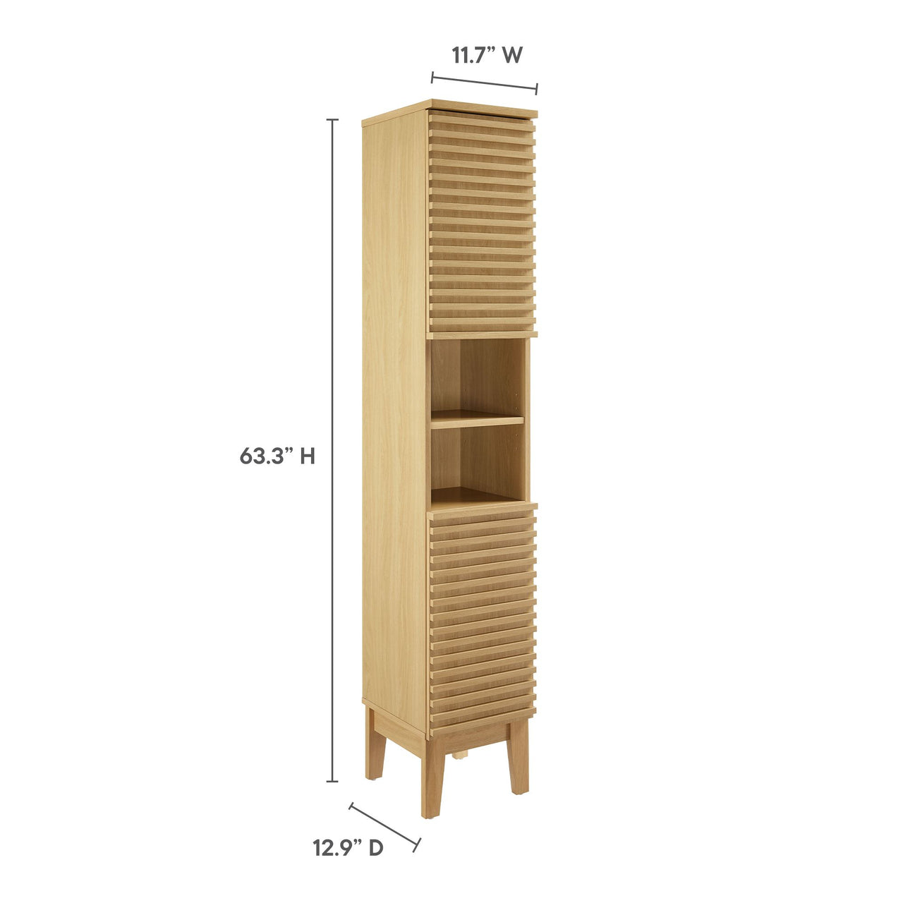 Ventra Tall Plinth Bathroom Cabinet, Oak