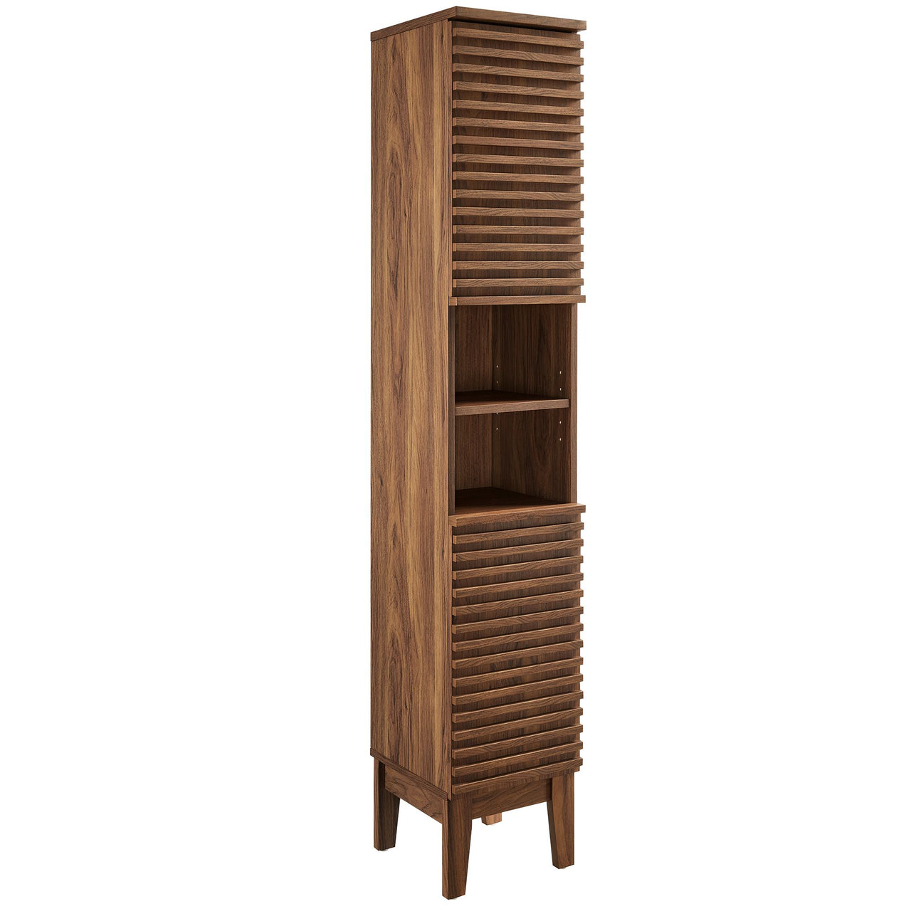 Ventra Tall Plinth Bathroom Cabinet, Walnut