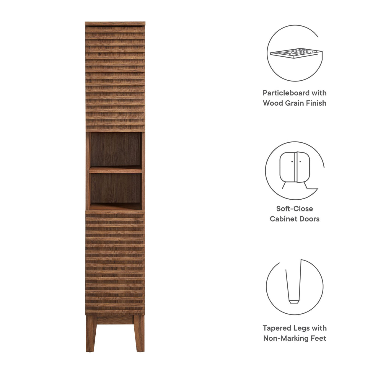 Ventra Tall Plinth Bathroom Cabinet, Walnut
