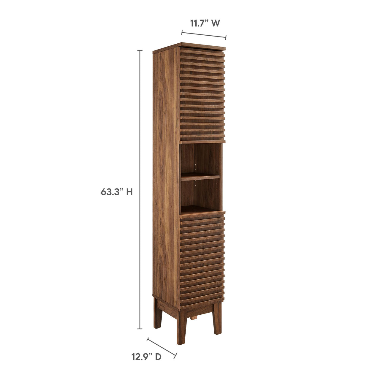 Ventra Tall Plinth Bathroom Cabinet, Walnut