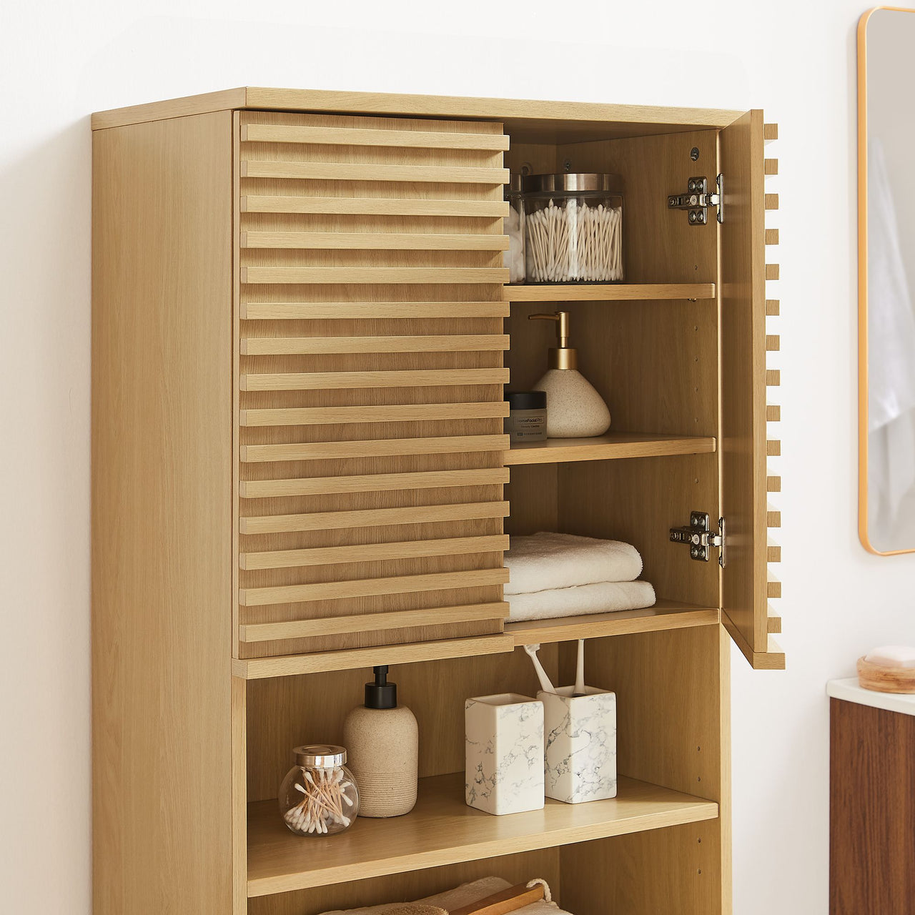 Ventra Tall Bathroom Cabinet, Oak